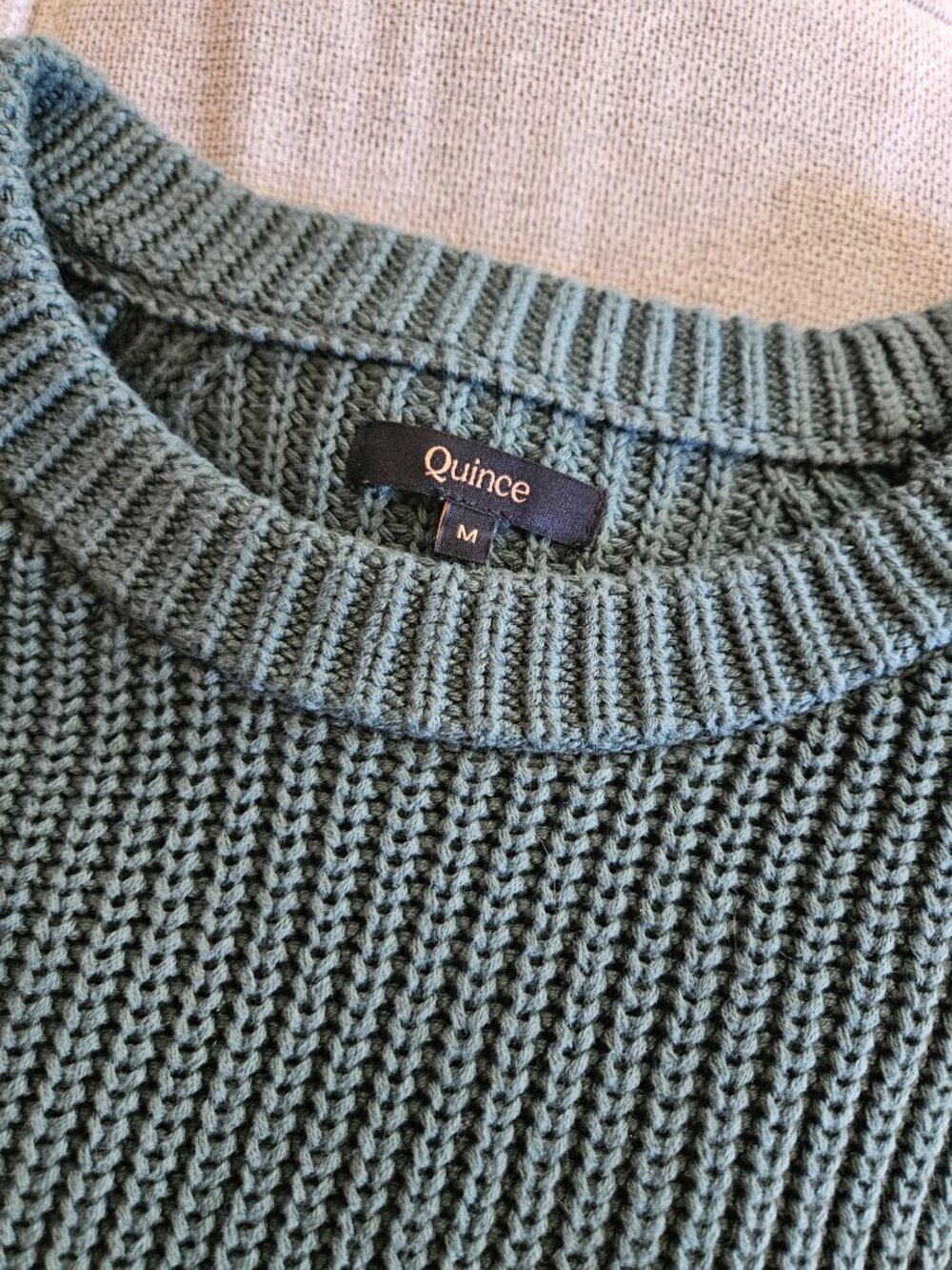 Quince Organic Cotton Green Fisherman Crew Knit Sweater Medium - Picture 4 of 4